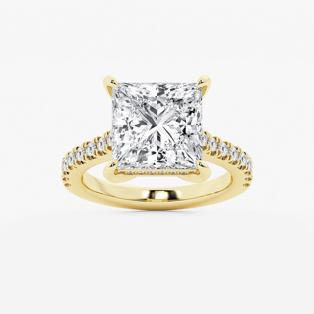 4 1/3 ctw Princess Lab Grown Diamond Hidden Halo Engagement Ring