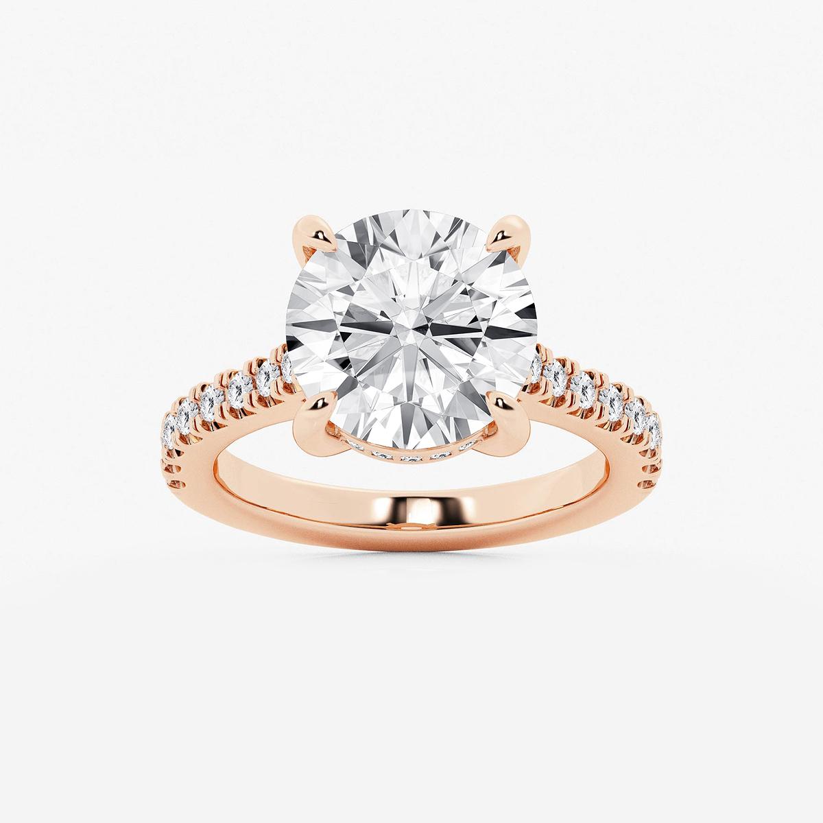 4 1/3 ctw Round Lab Grown Diamond Hidden Halo Engagement Ring