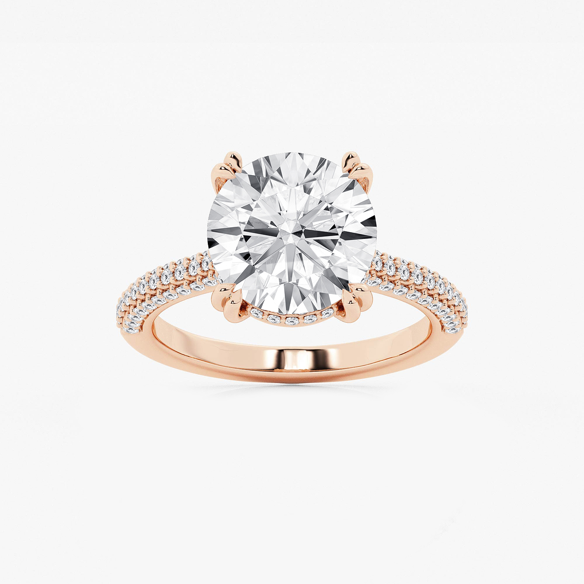 4 1/2 ctw Round Lab Grown Diamond Double Prong Hidden Halo Engagement Ring