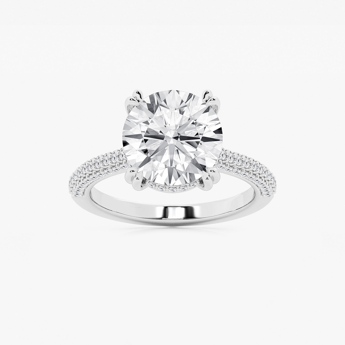 4 1/2 ctw Round Lab Grown Diamond Double Prong Hidden Halo Engagement Ring