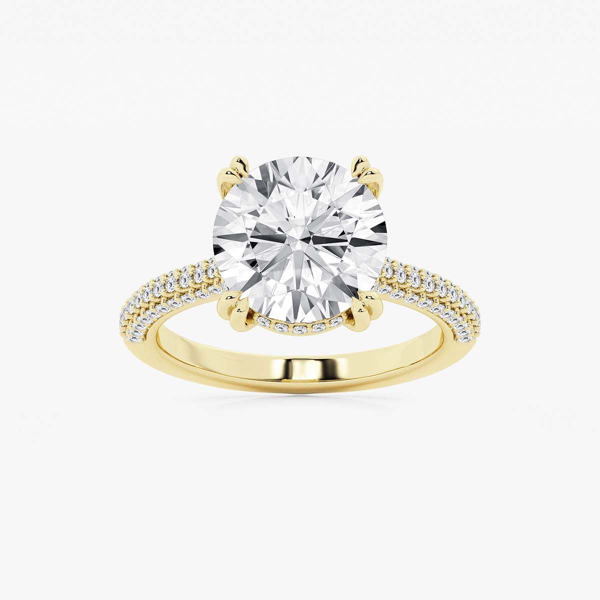 4 1/2 ctw Round Lab Grown Diamond Double Prong Hidden Halo Engagement Ring