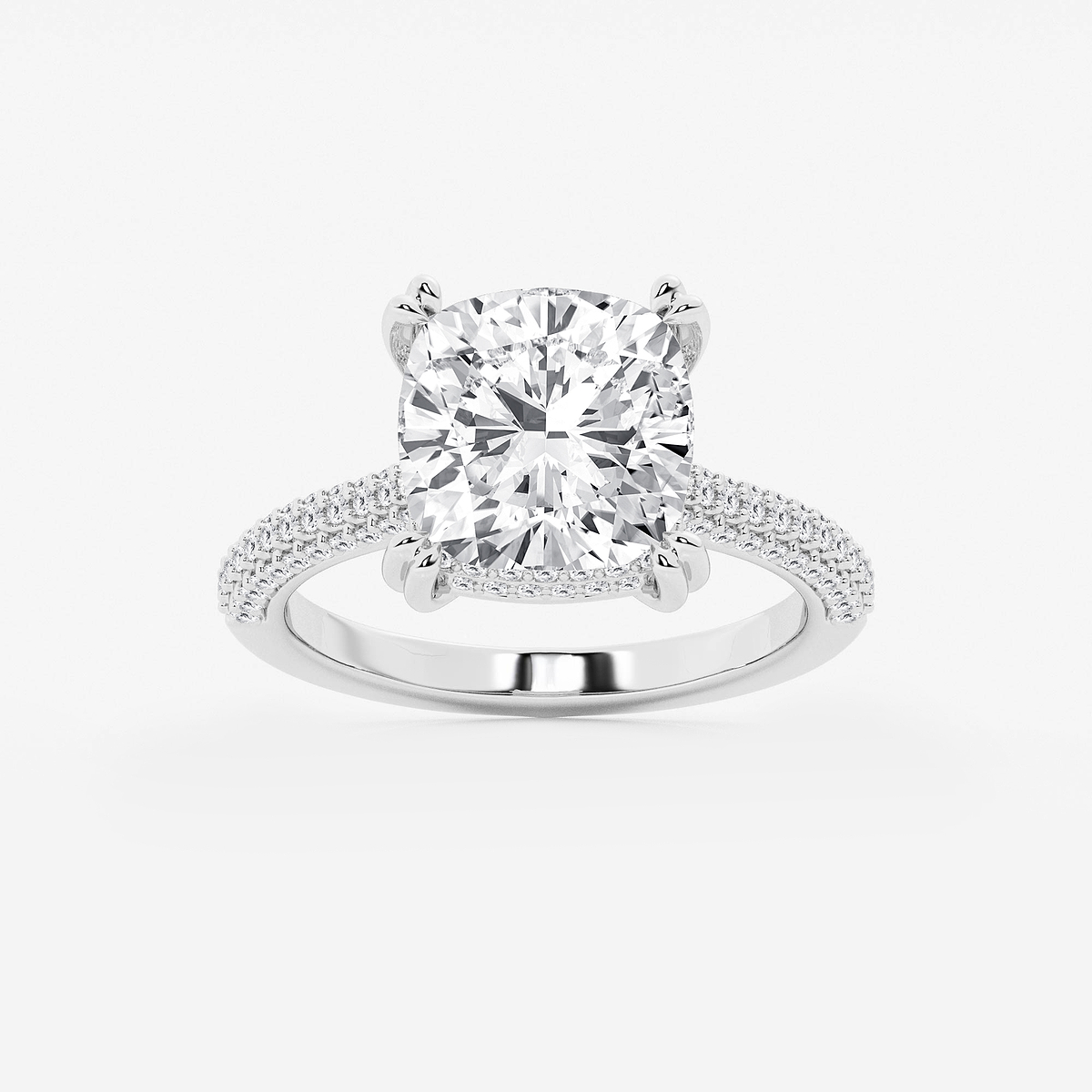 5 5/8 ctw Cushion Lab Grown Diamond Double Prong Hidden Halo Engagement Ring