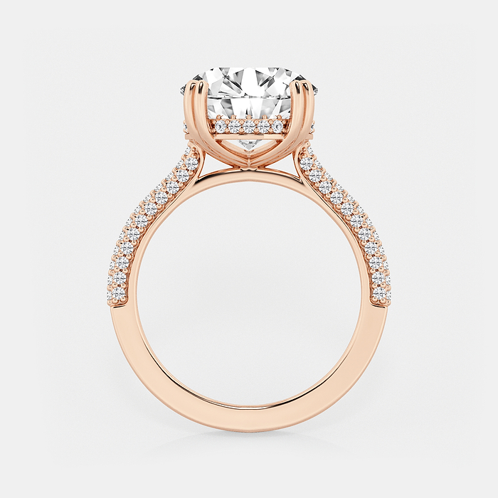 Lyra - 4 1/2 ctw Cushion Lab Grown Diamond Double Prong Hidden Halo Engagement Ring