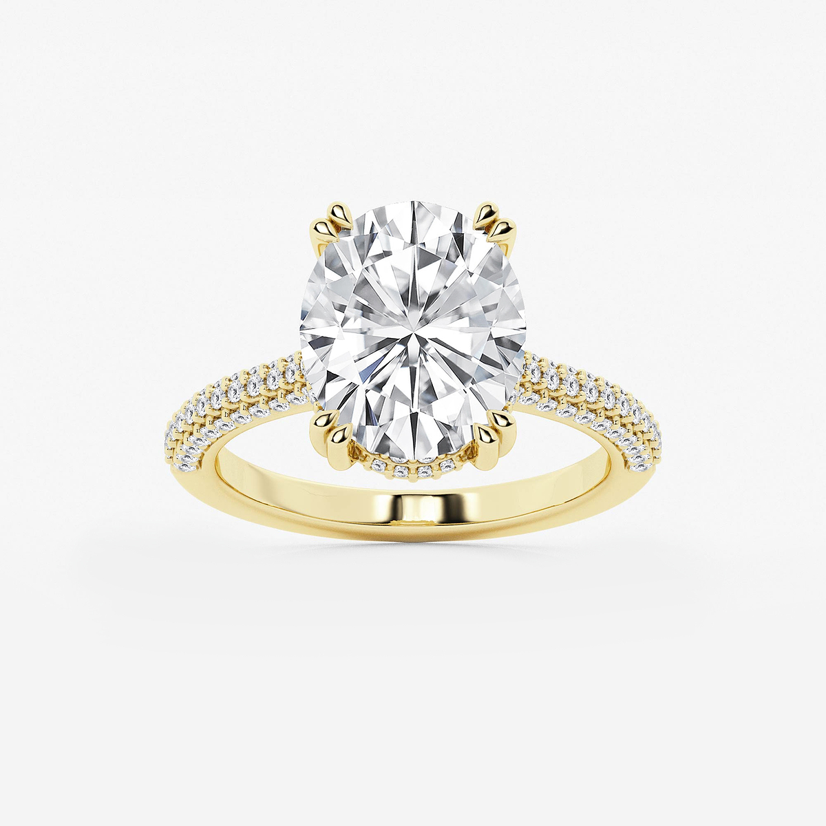 5 5/8 ctw Oval Lab Grown Diamond Double Prong Hidden Halo Engagement Ring