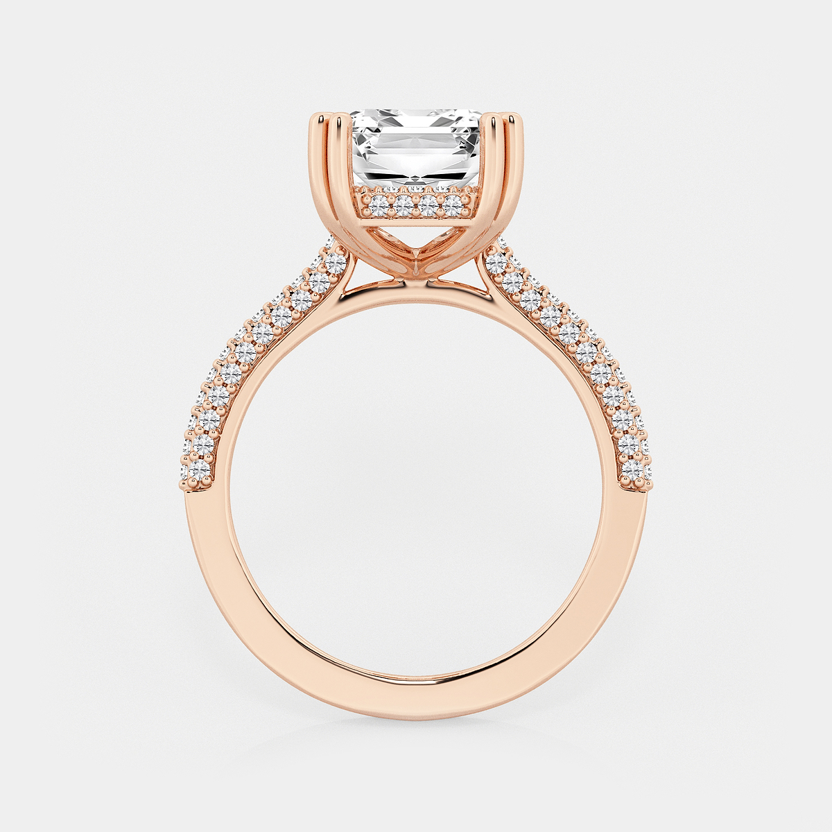 Additional Image 1 for  5 5/8 ctw Emerald Lab Grown Diamond Double Prong Hidden Halo Engagement Ring