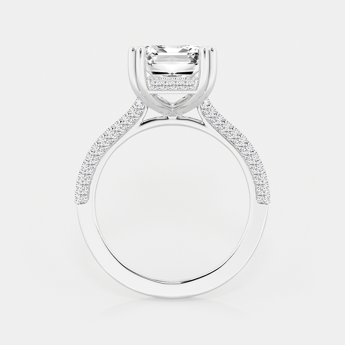Additional Image 1 for  5 5/8 ctw Emerald Lab Grown Diamond Double Prong Hidden Halo Engagement Ring