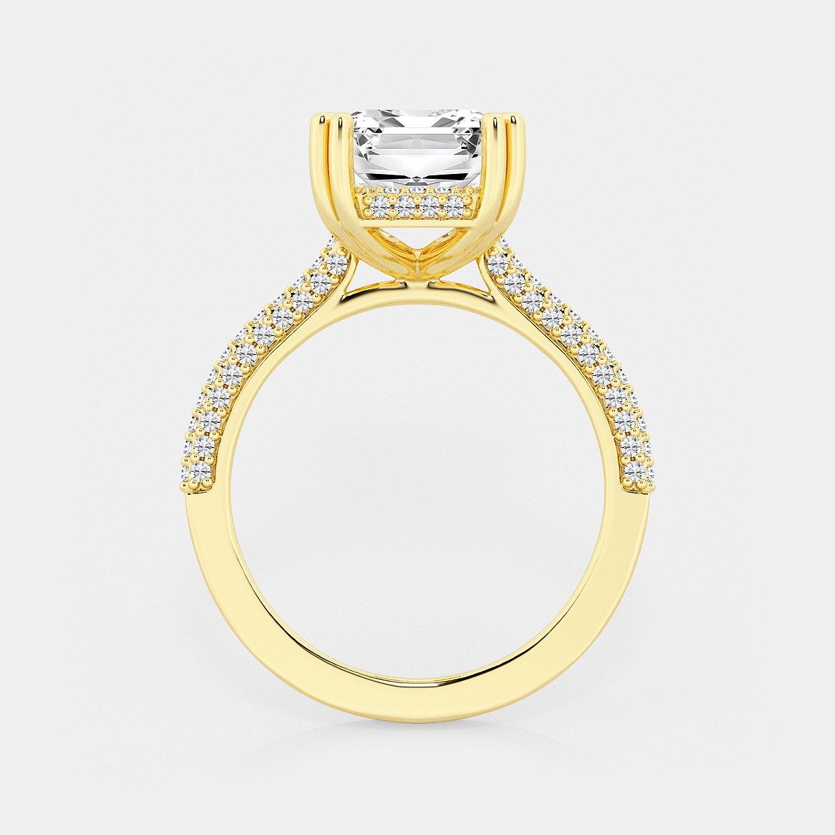 Additional Image 1 for  5 5/8 ctw Emerald Lab Grown Diamond Double Prong Hidden Halo Engagement Ring