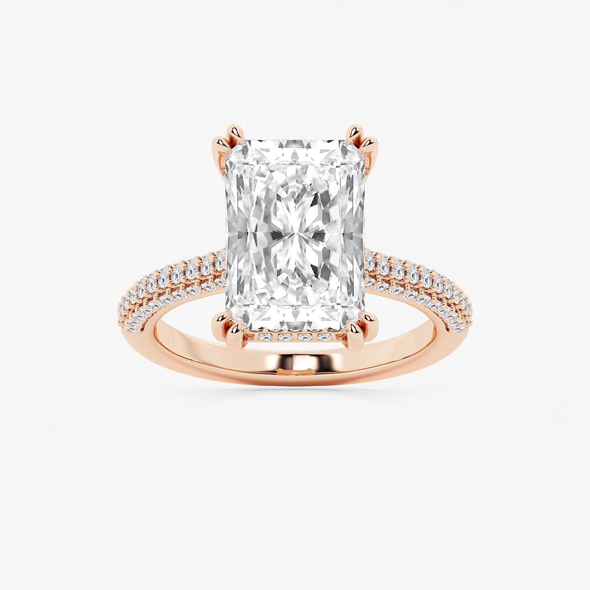 5 5/8 ctw Radiant Lab Grown Diamond Double Prong Hidden Halo Engagement Ring