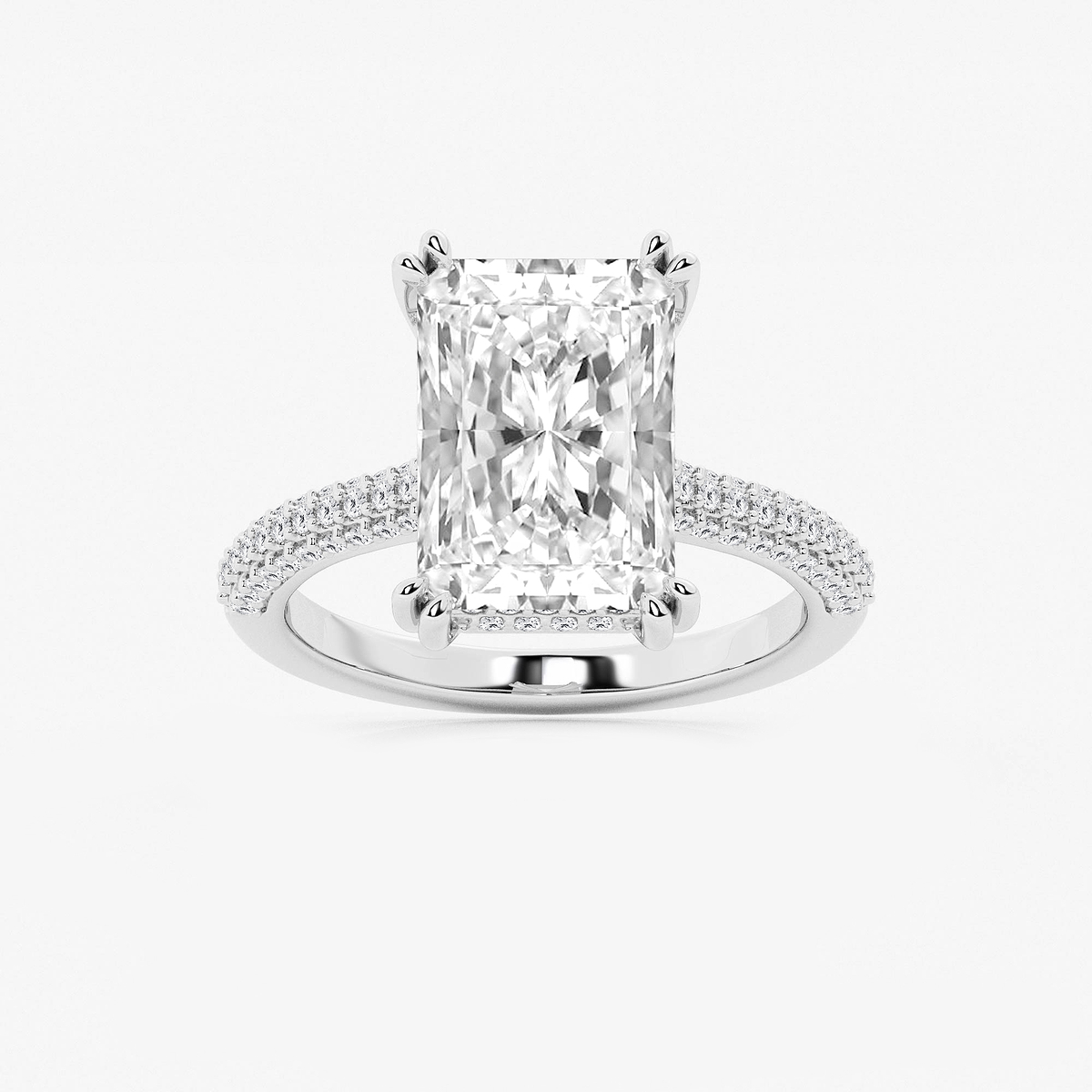 5 5/8 ctw Radiant Lab Grown Diamond Double Prong Hidden Halo Engagement Ring
