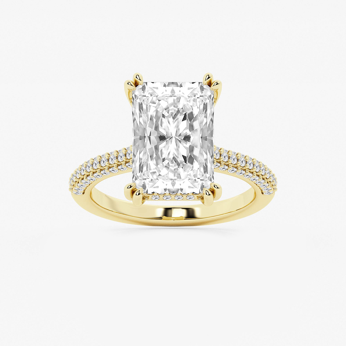 4 1/2 ctw Radiant Lab Grown Diamond Double Prong Hidden Halo Engagement Ring