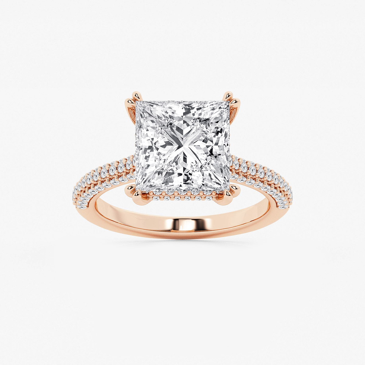 5 5/8 ctw Princess Lab Grown Diamond Double Prong Hidden Halo Engagement Ring