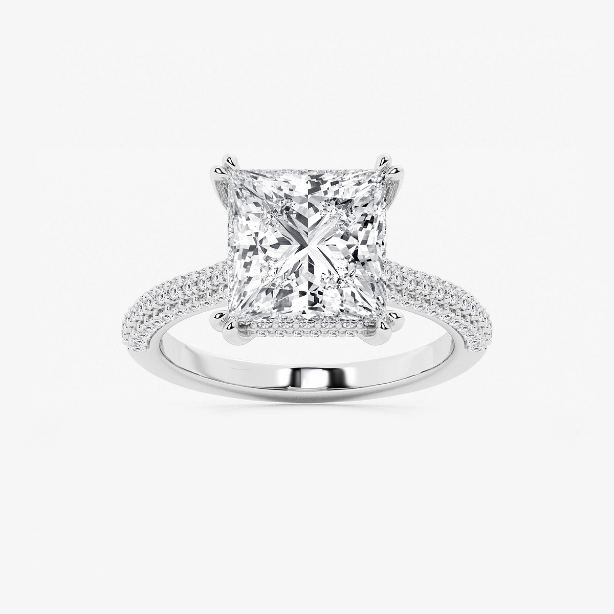 5 5/8 ctw Princess Lab Grown Diamond Double Prong Hidden Halo Engagement Ring