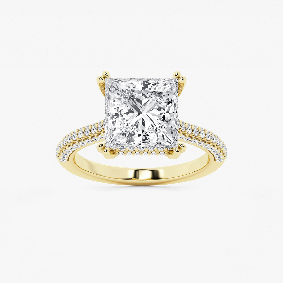 4 1/2 ctw Princess Lab Grown Diamond Double Prong Hidden Halo Engagement Ring