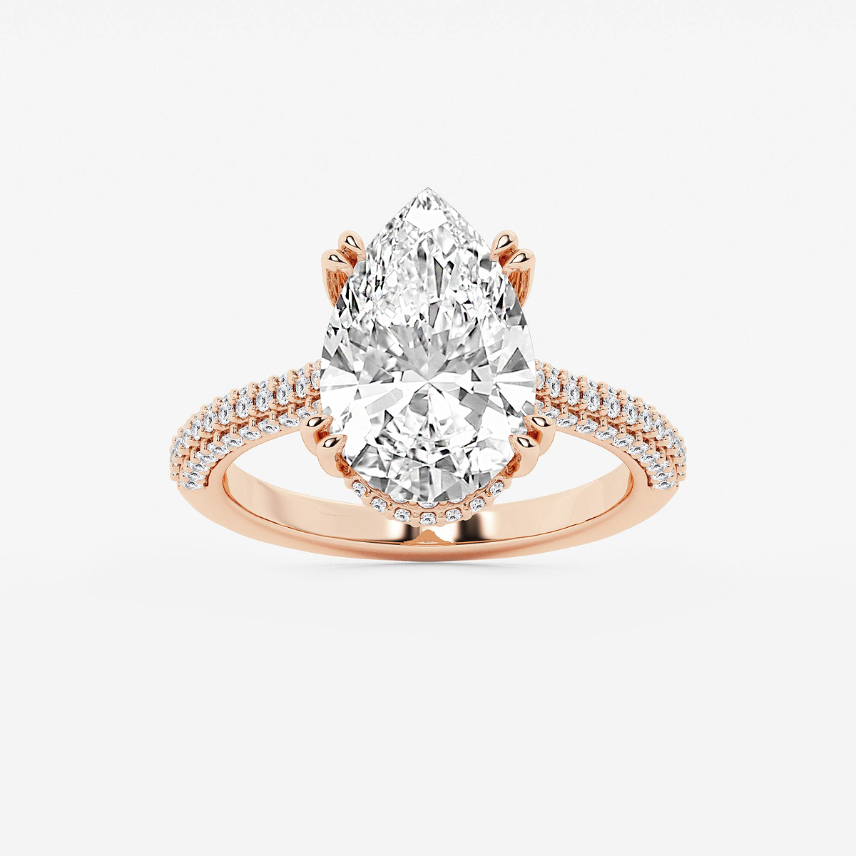5 5/8 ctw Pear Lab Grown Diamond Double Prong Hidden Halo Engagement Ring