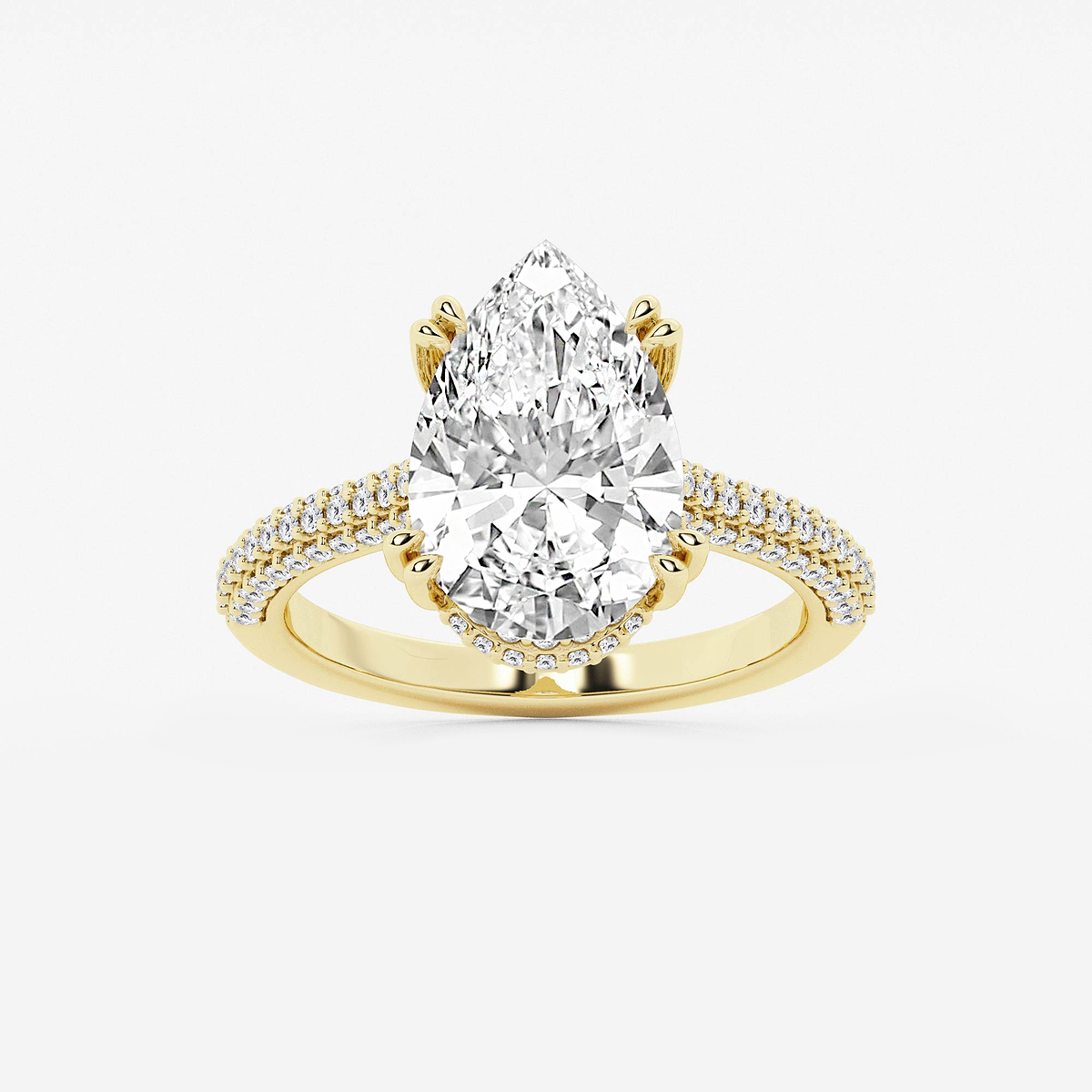4 1/2 ctw Pear Lab Grown Diamond Double Prong Hidden Halo Engagement Ring