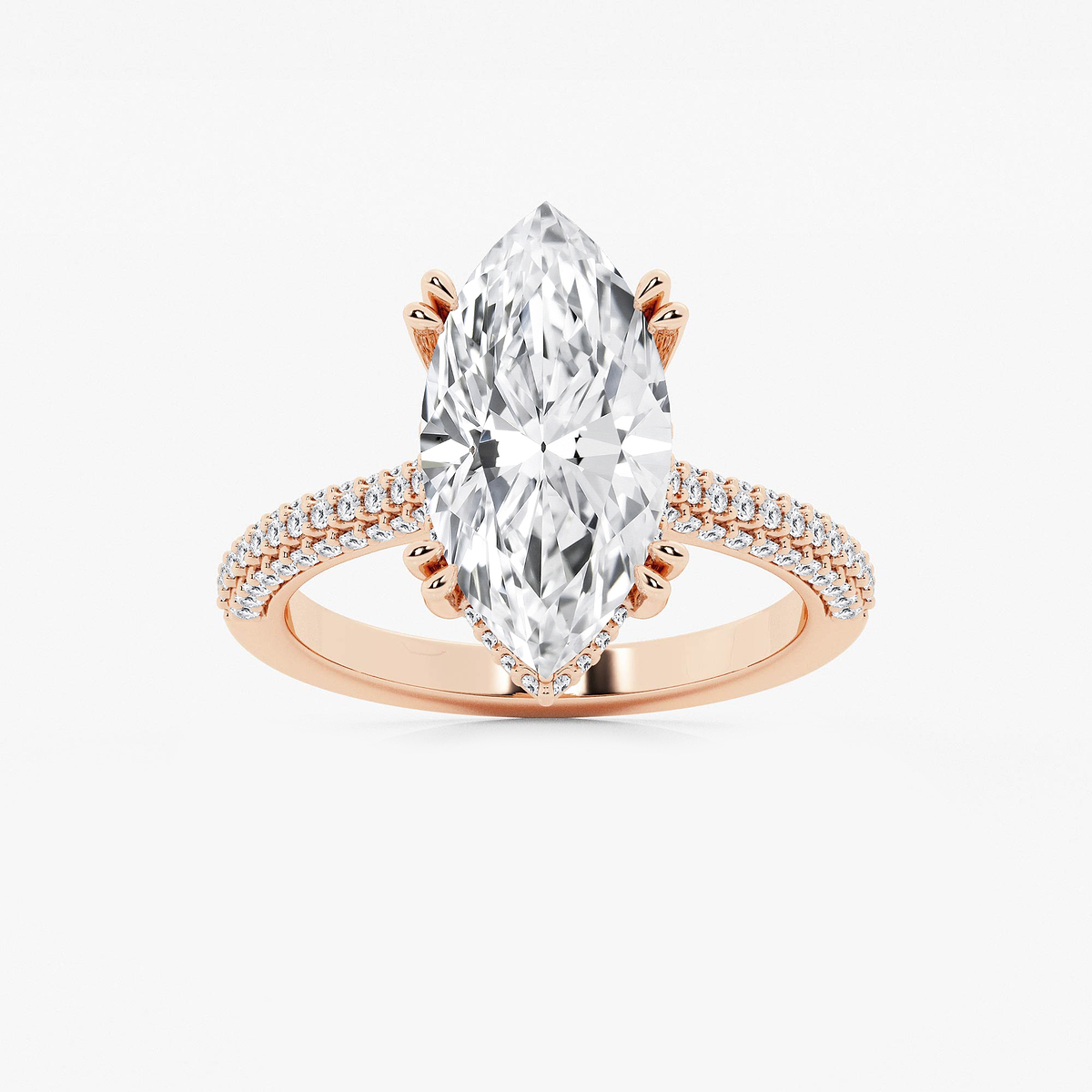 4 1/2 ctw Marquise Lab Grown Diamond Double Prong Hidden Halo Engagement Ring