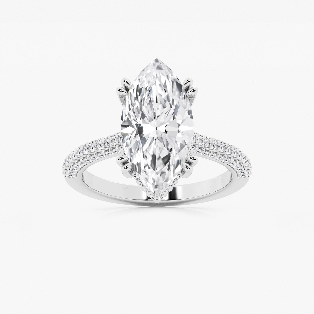 Lyra 1/2 ctw Marquise Lab Grown Diamond Double Prong Hidden Halo  Engagement Ring Platinum, E, VS1