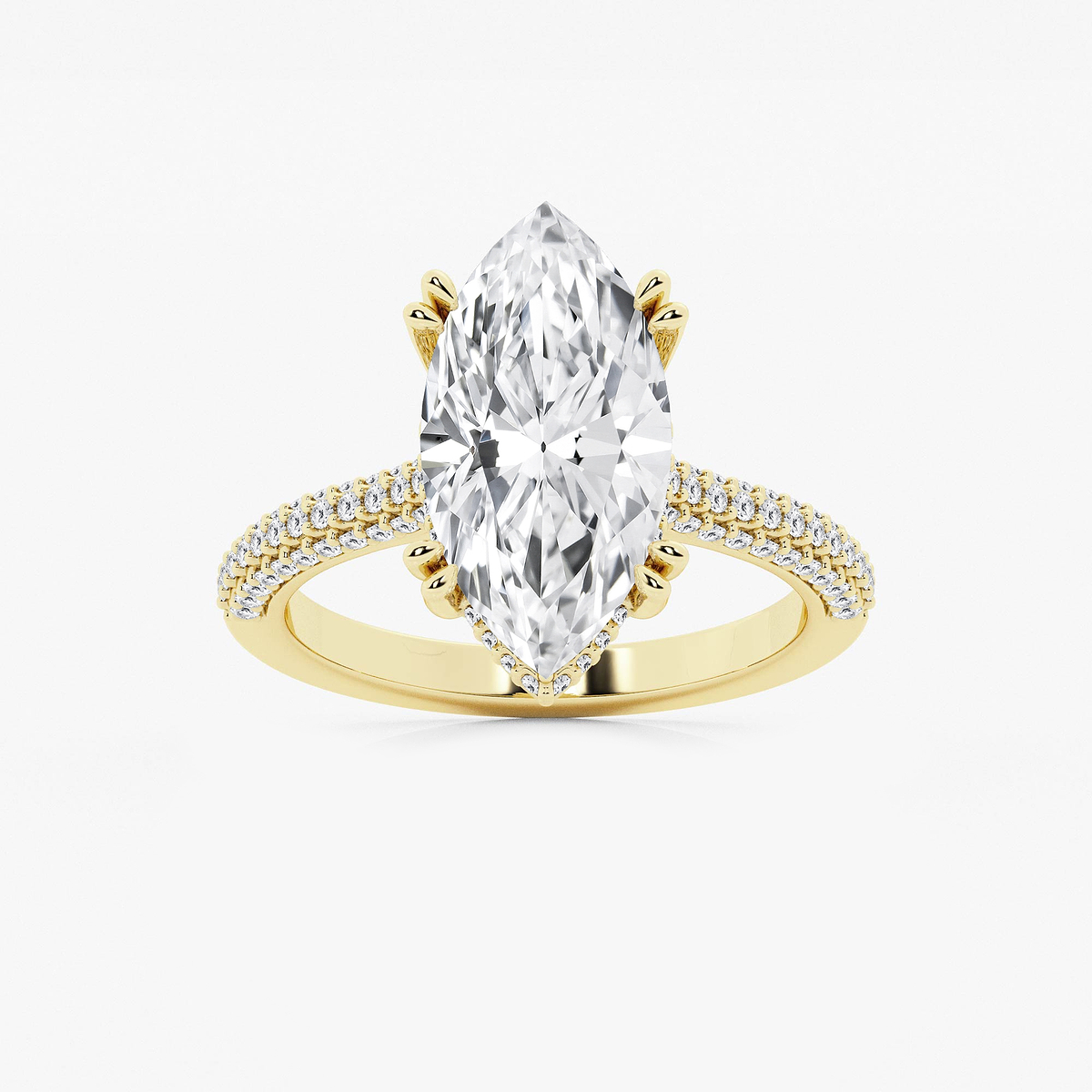 4 1/2 ctw Marquise Lab Grown Diamond Double Prong Hidden Halo Engagement Ring