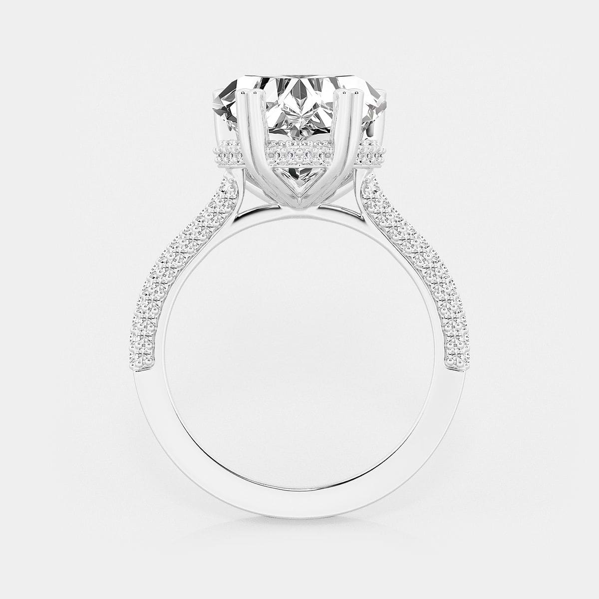5 ctw Heart Lab Grown Diamond Double Prong Hidden Halo Engagement Ring 18K White Gold, F, VS2
