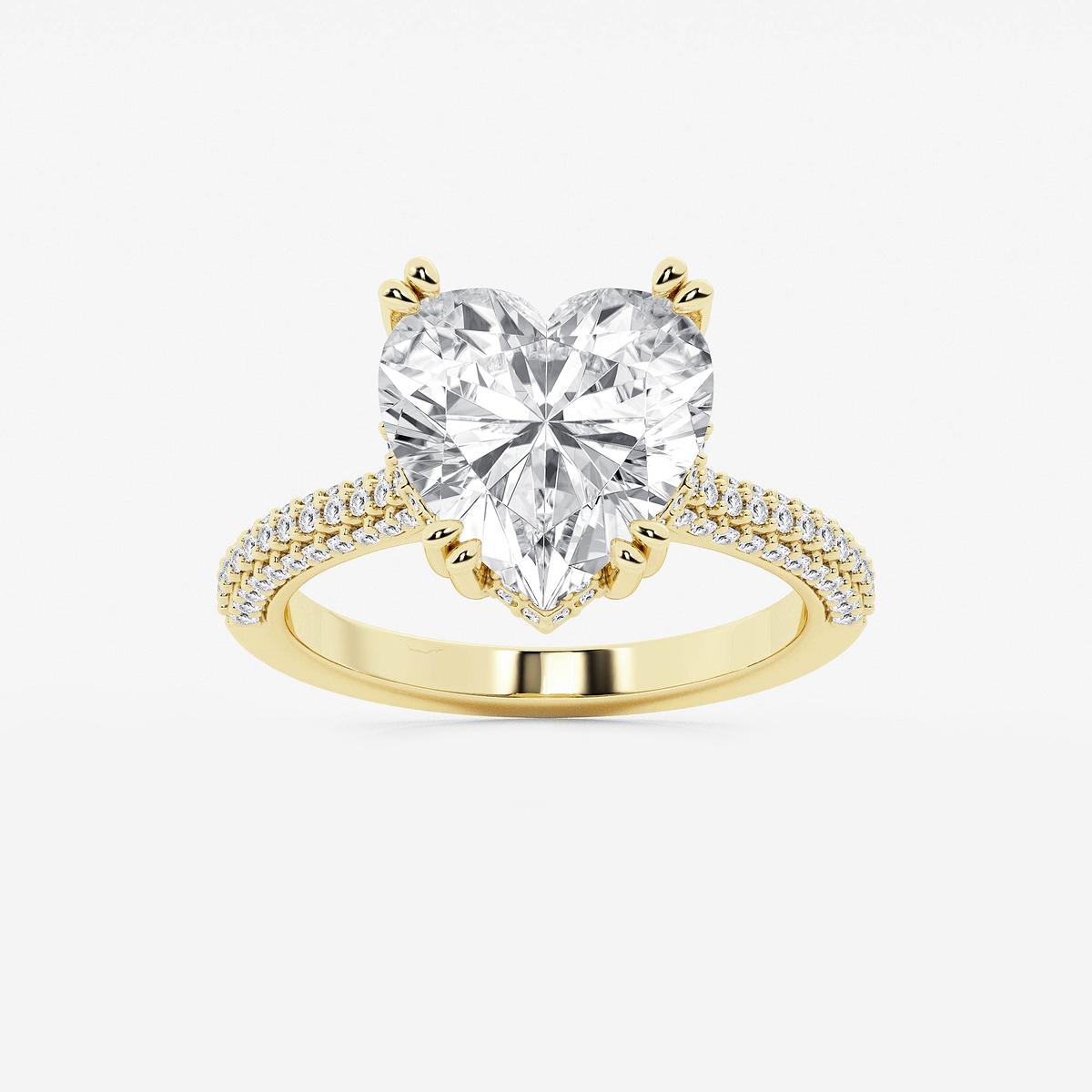 4 1/2 ctw Heart Lab Grown Diamond Double Prong Hidden Halo Engagement Ring