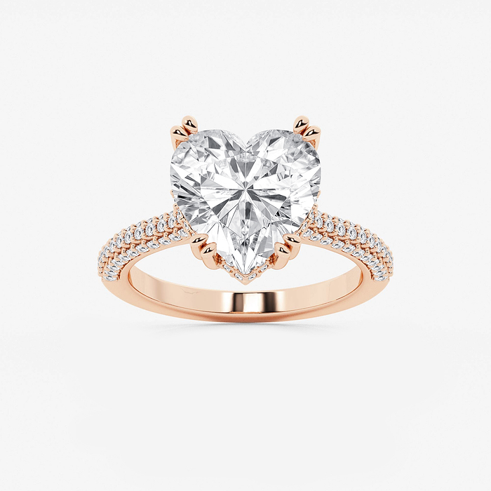 Lyra - 5 ctw Heart Lab Grown Diamond Double Prong Hidden Halo Engagement Ring