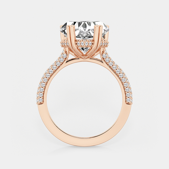 Lyra - 5 ctw Heart Lab Grown Diamond Double Prong Hidden Halo Engagement Ring