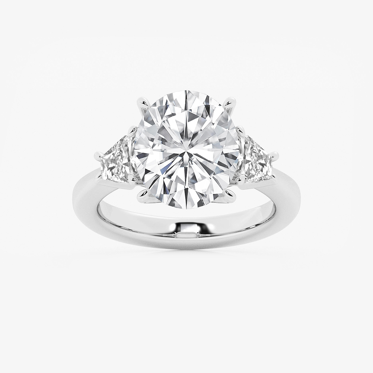 5 3/4 ctw Oval Lab Grown Diamond Side Stone Engagement Ring