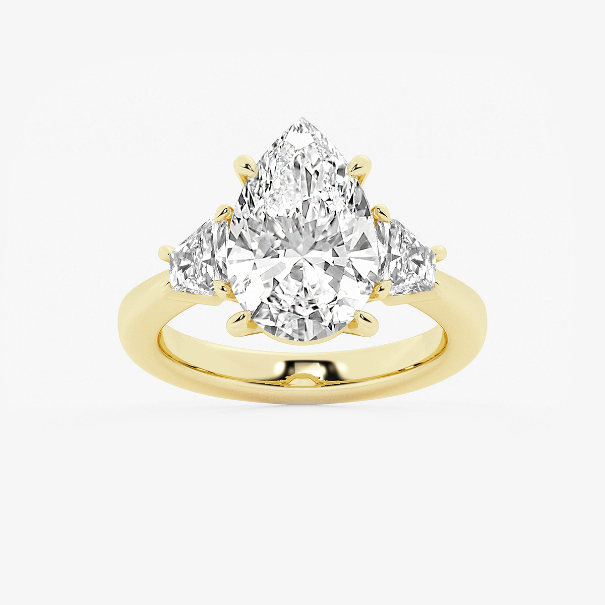 5 3/4 ctw Pear Lab Grown Diamond Side Stone Engagement Ring 18K Yellow Gold