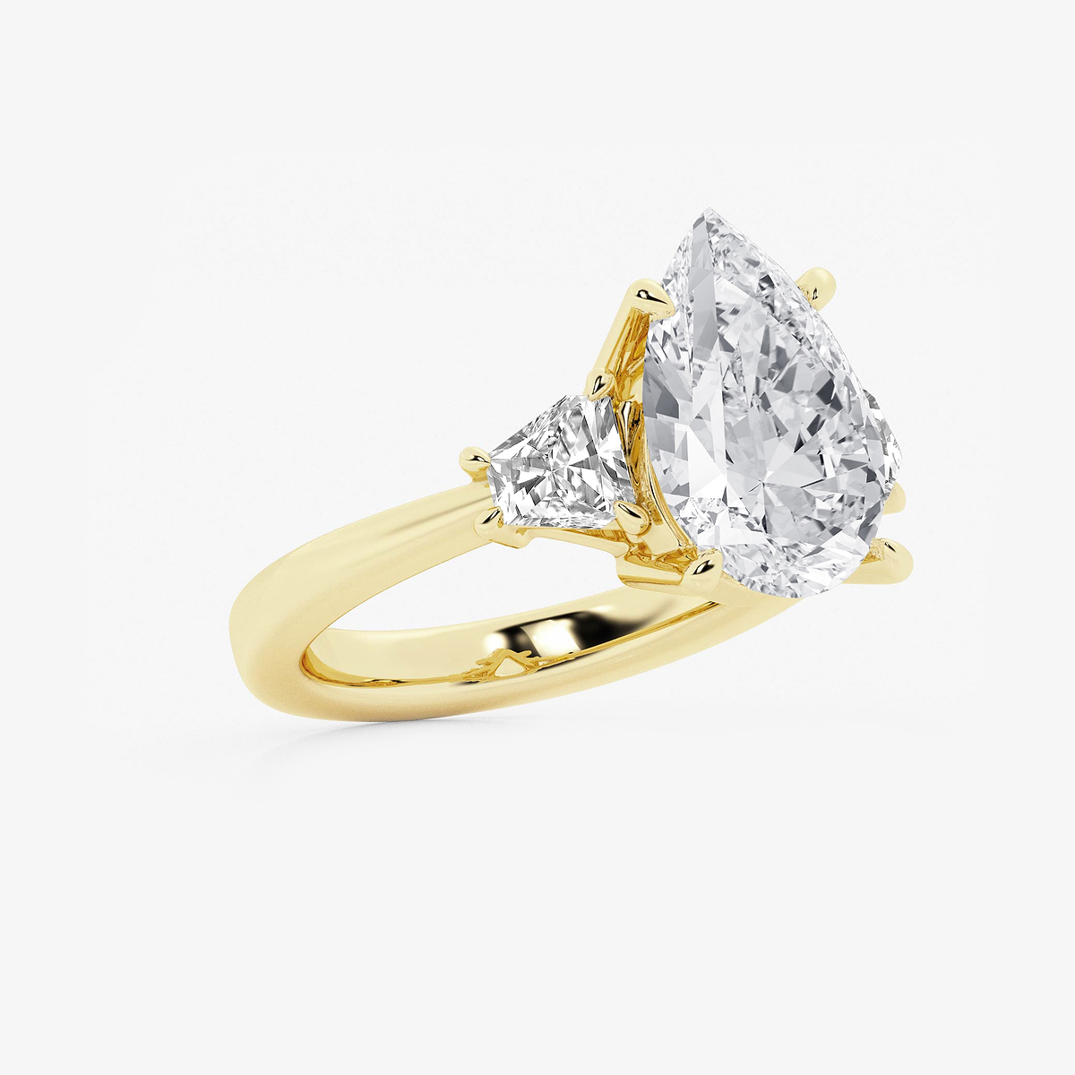 Additional Image 1 for  5 3/4 ctw Pear Lab Grown Diamond Side Stone Engagement Ring 18K Yellow Gold