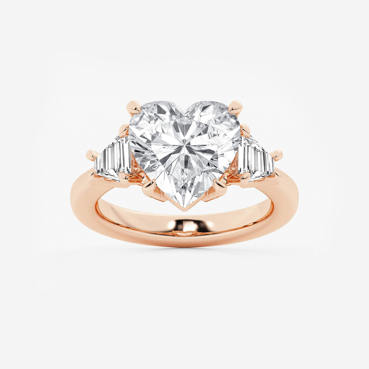 5 3/4 ctw Heart Lab Grown Diamond Side Stone Engagement Ring