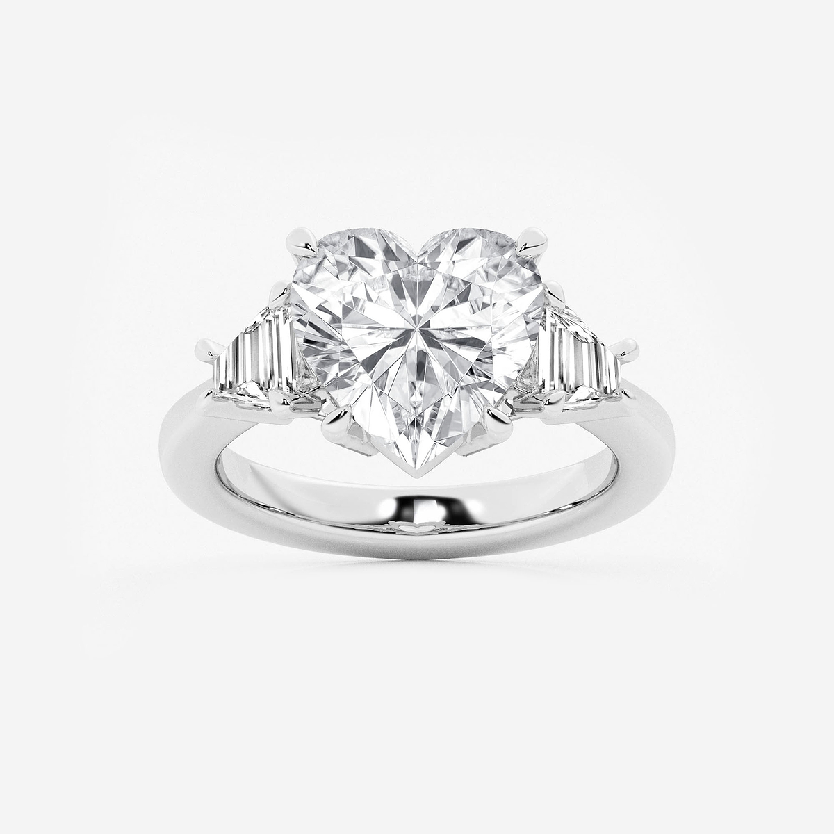 5 3/4 ctw Heart Lab Grown Diamond Side Stone Engagement Ring