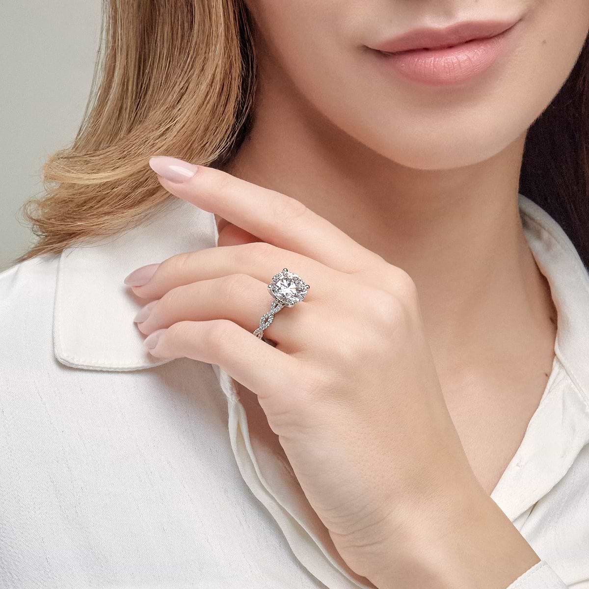 8 1/3 ctw Round Lab Grown Diamond Double Twist Engagement Ring 14K Yellow Gold, F, VS2