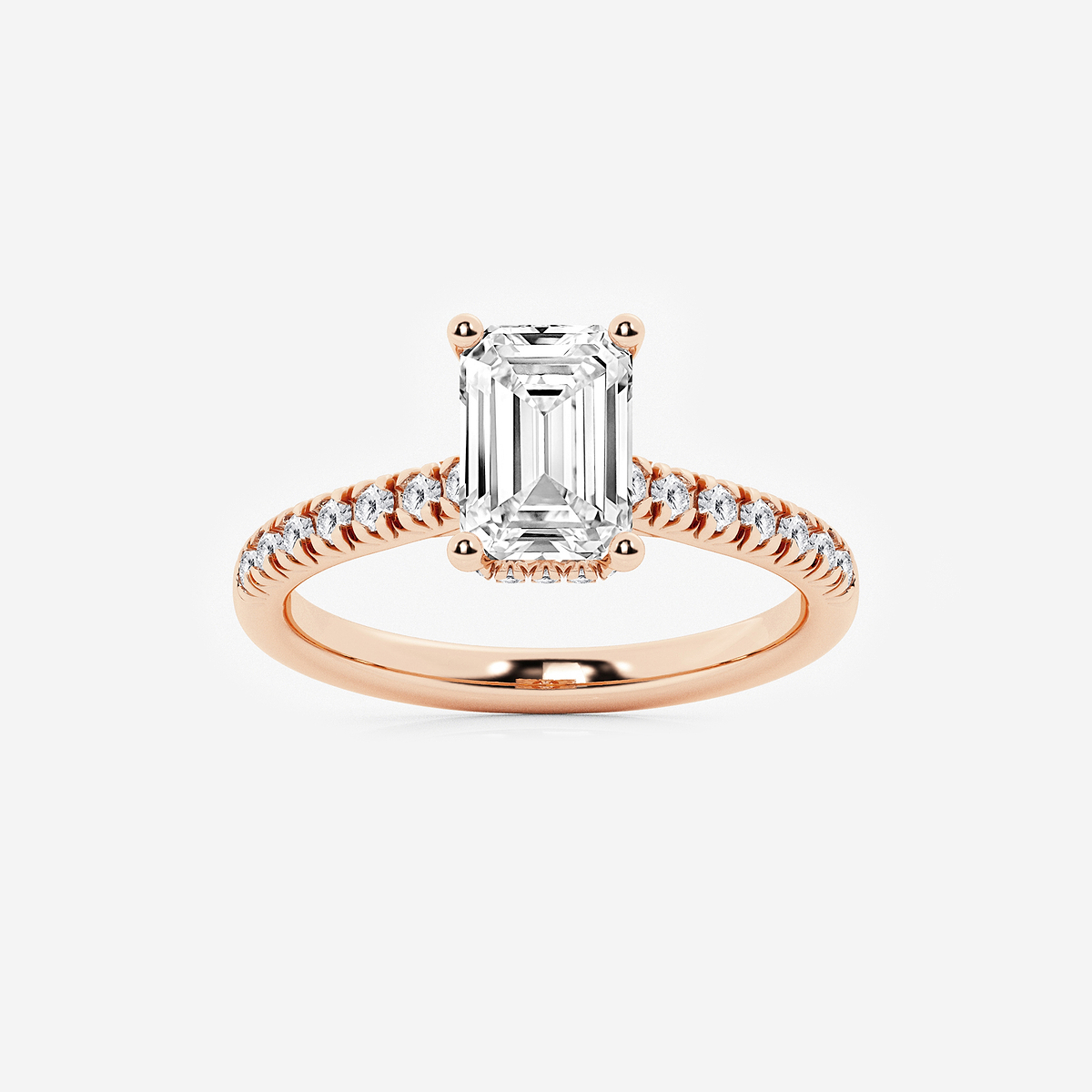 3 ctw Emerald Lab Grown Diamond Hidden Halo Engagement Ring