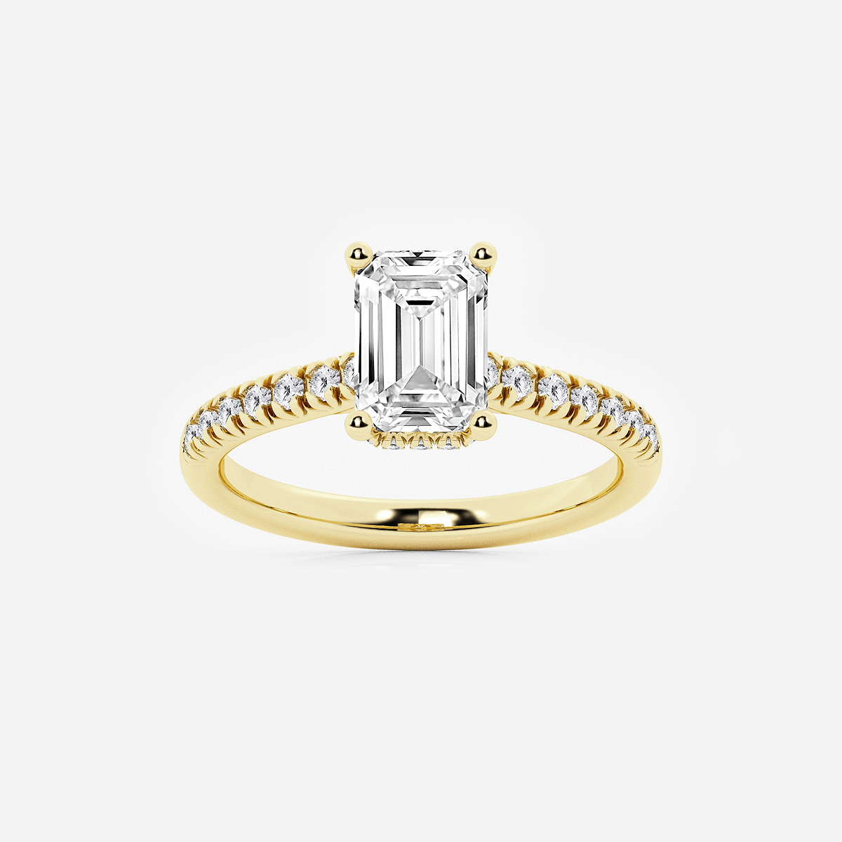 3 ctw Emerald Lab Grown Diamond Hidden Halo Engagement Ring