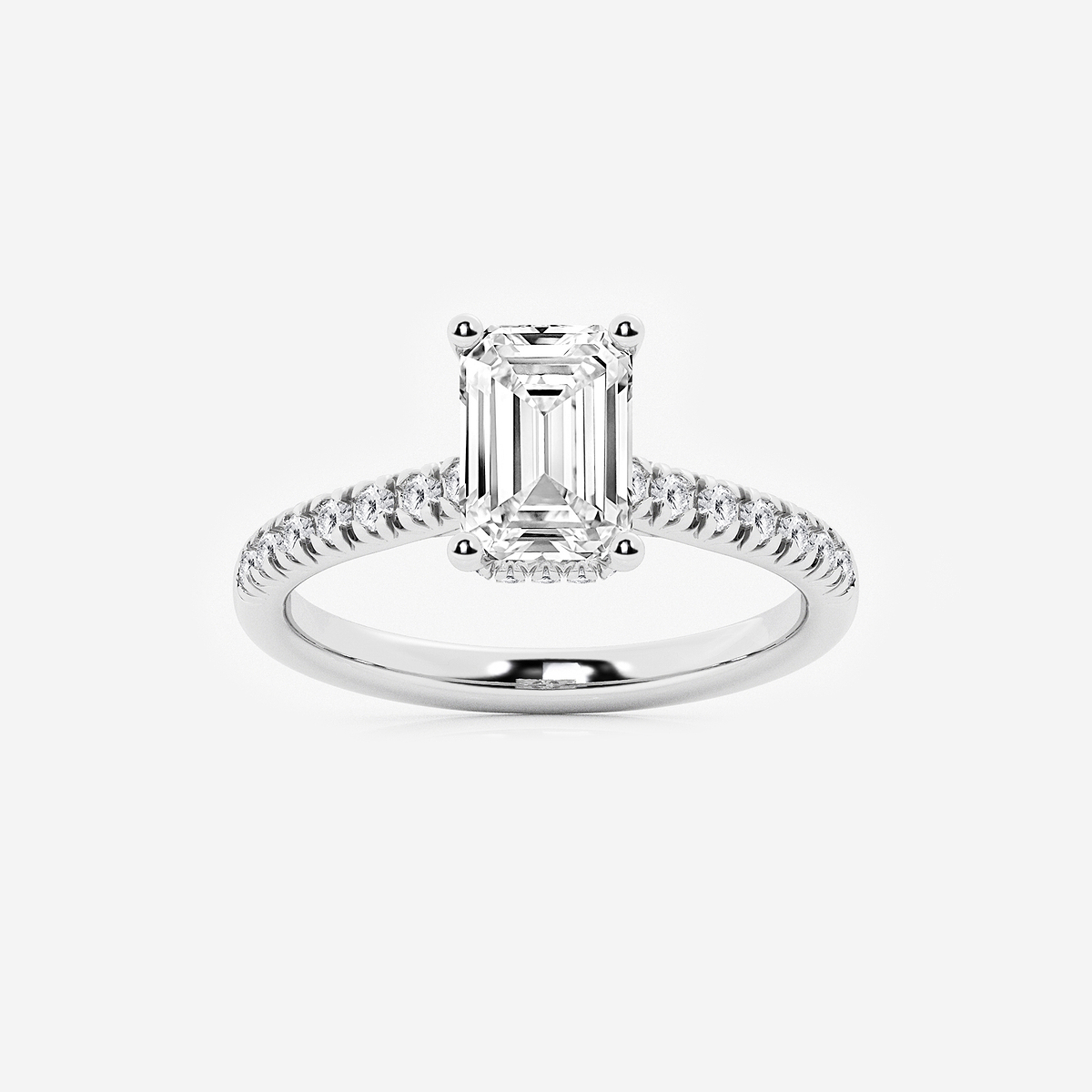 3 ctw Emerald Lab Grown Diamond Hidden Halo Engagement Ring