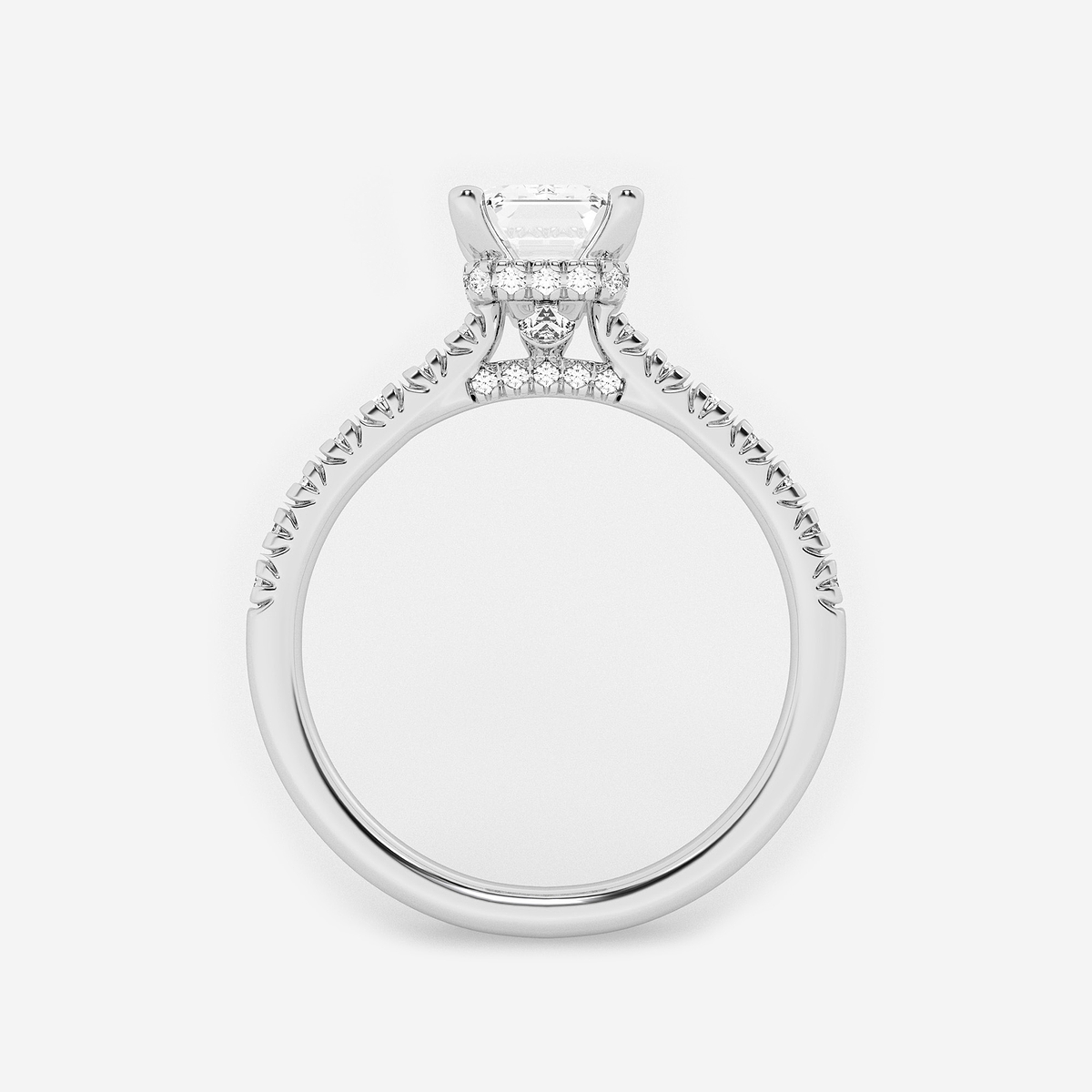 Additional Image 1 for  3 ctw Emerald Lab Grown Diamond Hidden Halo Engagement Ring