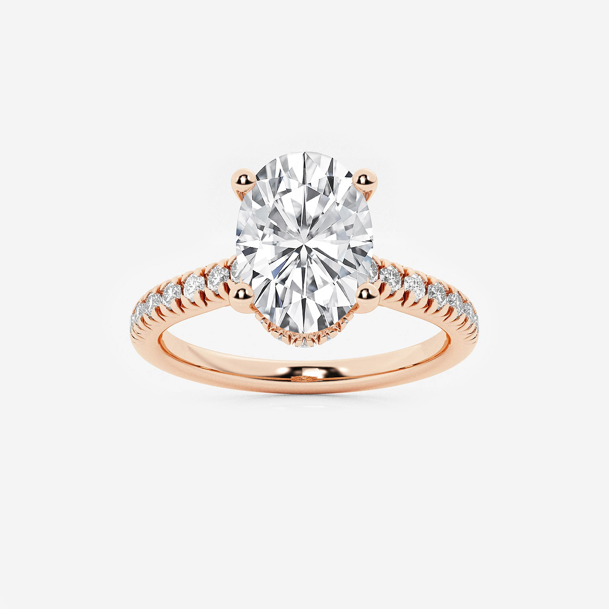 3 ctw Oval Lab Grown Diamond Hidden Halo Engagement Ring