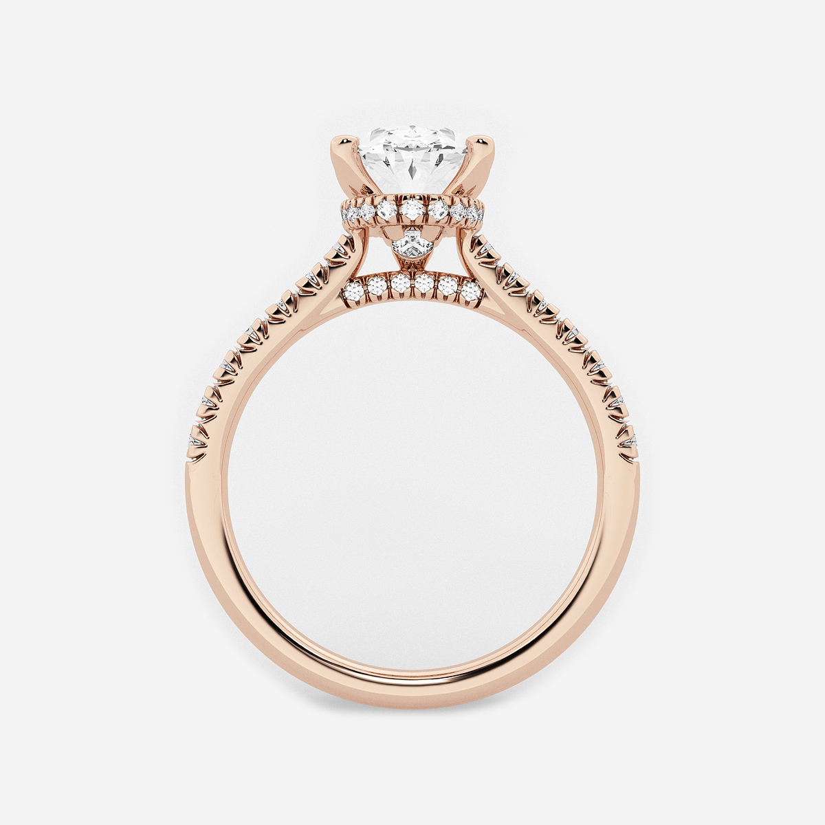 Additional Image 1 for  3 ctw Oval Lab Grown Diamond Hidden Halo Engagement Ring