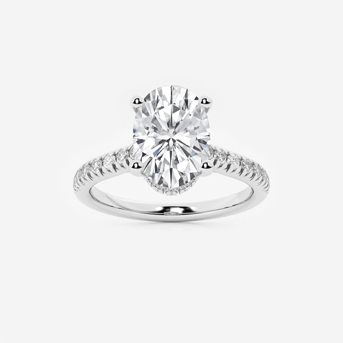 3 ctw Oval Lab Grown Diamond Hidden Halo Engagement Ring