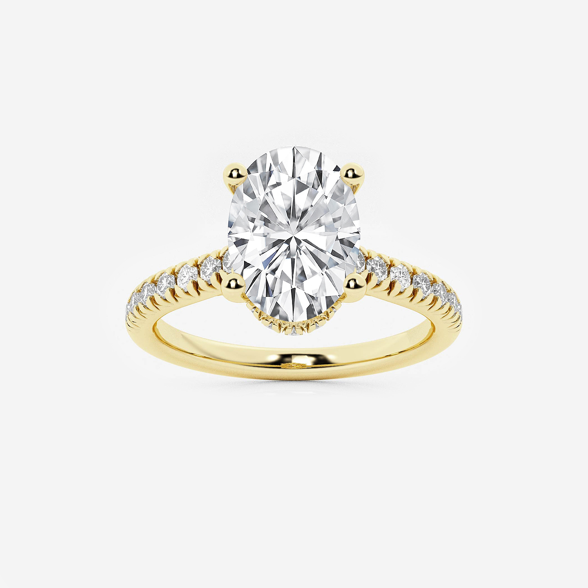 3 ctw Oval Lab Grown Diamond Hidden Halo Engagement Ring