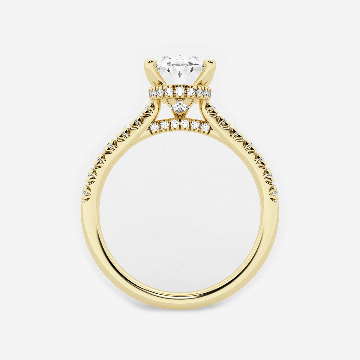 Additional Image 1 for  3 ctw Oval Lab Grown Diamond Hidden Halo Engagement Ring