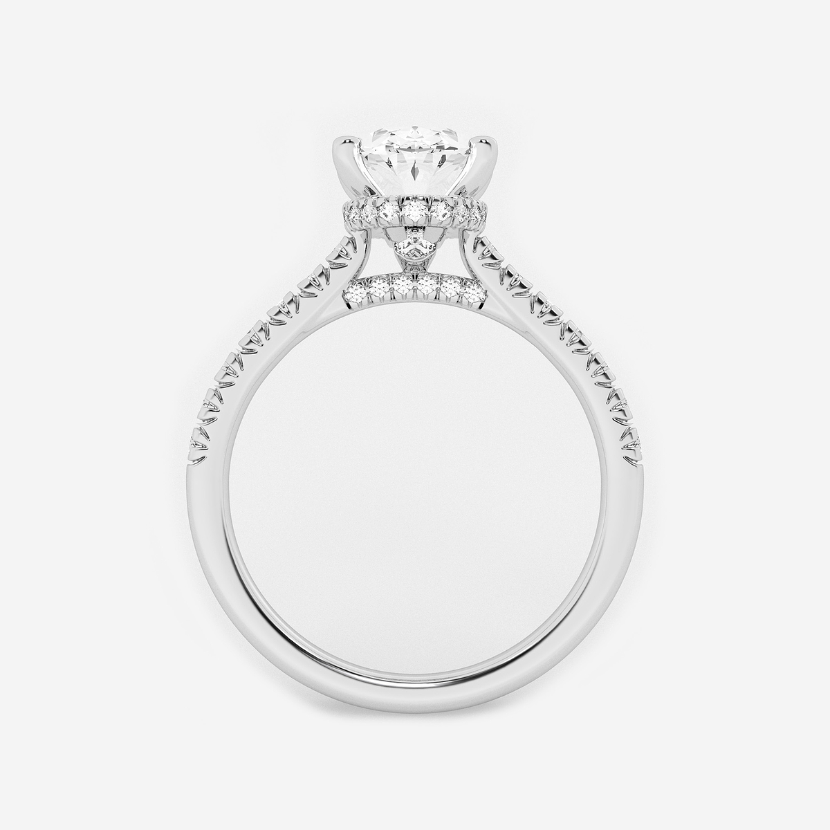 Additional Image 1 for  3 ctw Oval Lab Grown Diamond Hidden Halo Engagement Ring