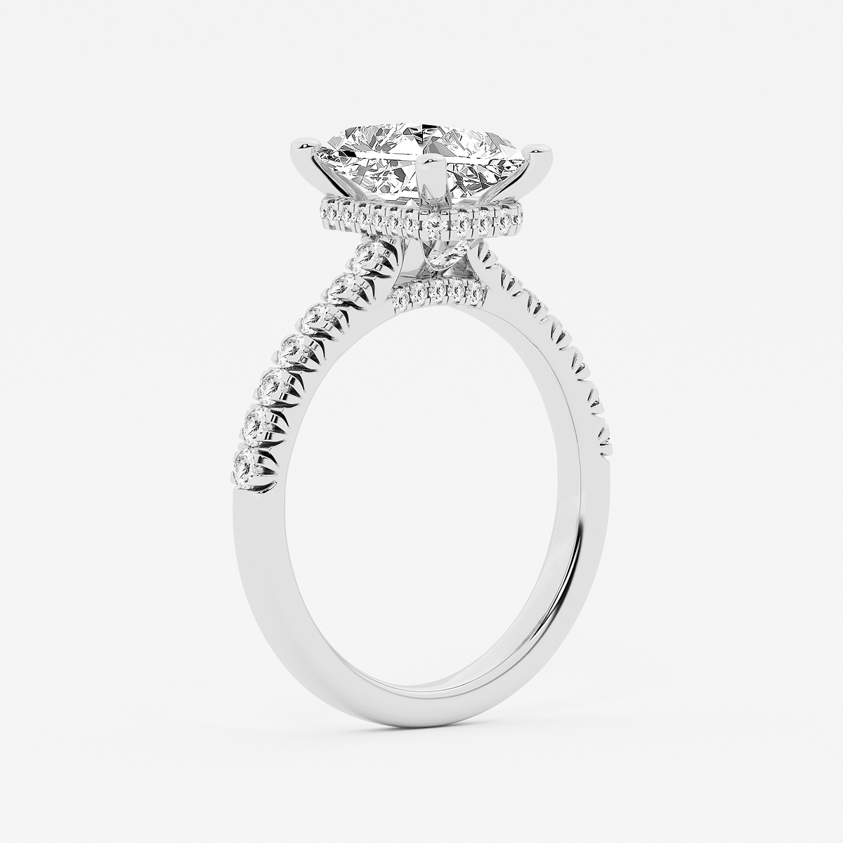 Additional Image 2 for  2 1/2 ctw Radiant Lab Grown Diamond Hidden Halo Engagement Ring