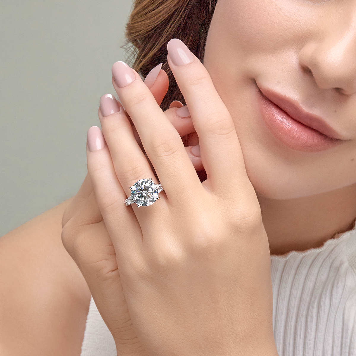 6 2/3 ctw Round Lab Grown Diamond Split Shank Engagement Ring