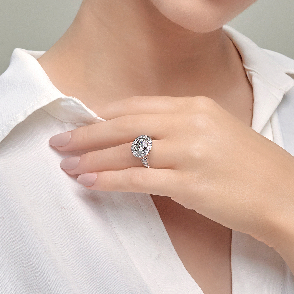 3 ctw Round Lab Grown Diamond Vintage Hidden Halo Engagement Ring