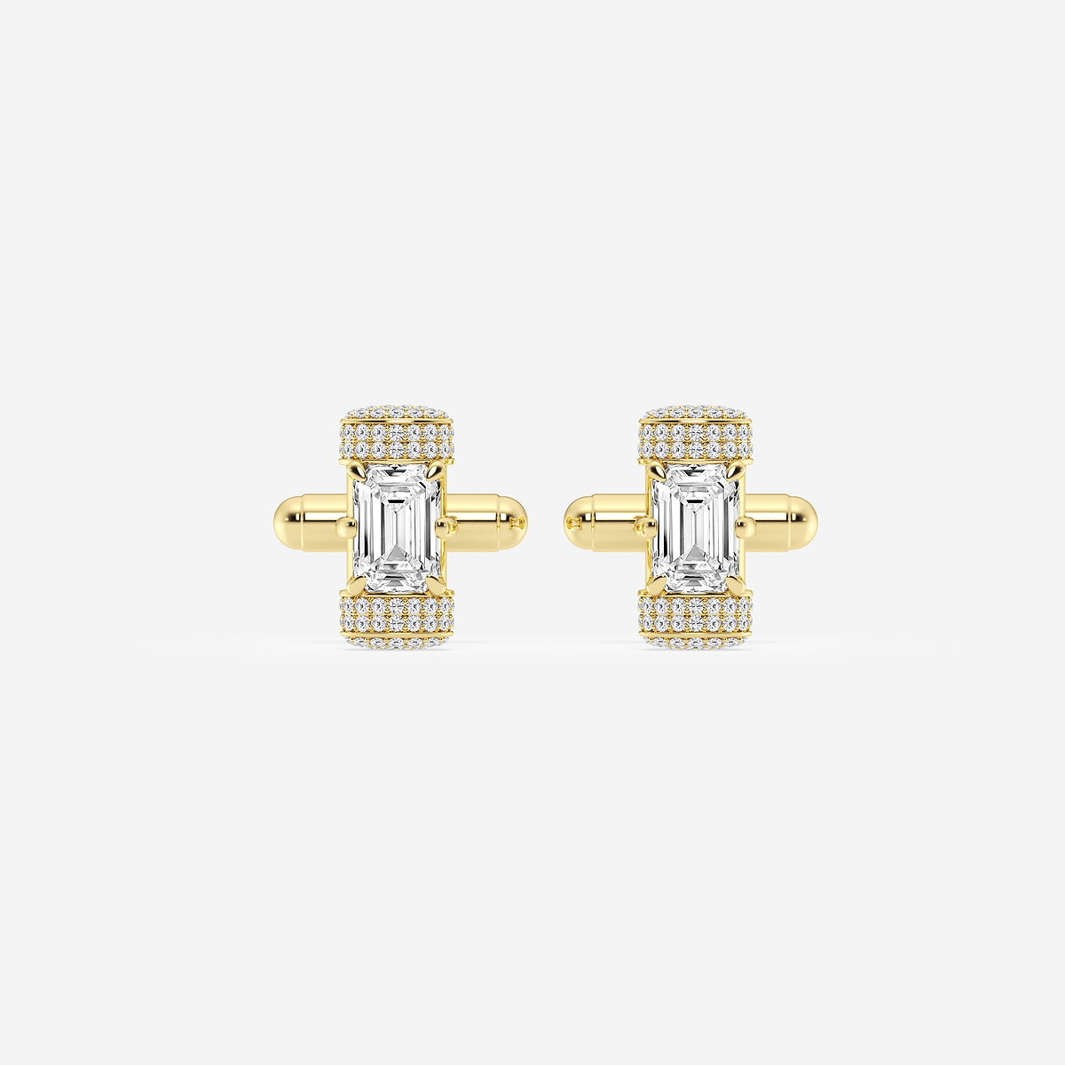 4 3/4 ctw Emerald Lab Grown Diamond with Round Pave Set Cufflinks