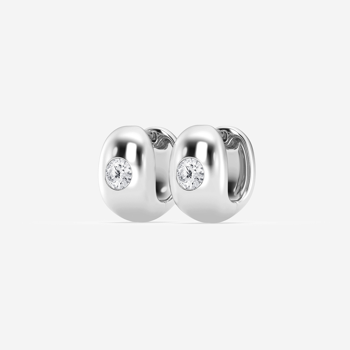 Additional Image 1 for  1 ctw Round Lab Grown Diamond Single Stone Hoop Earrings