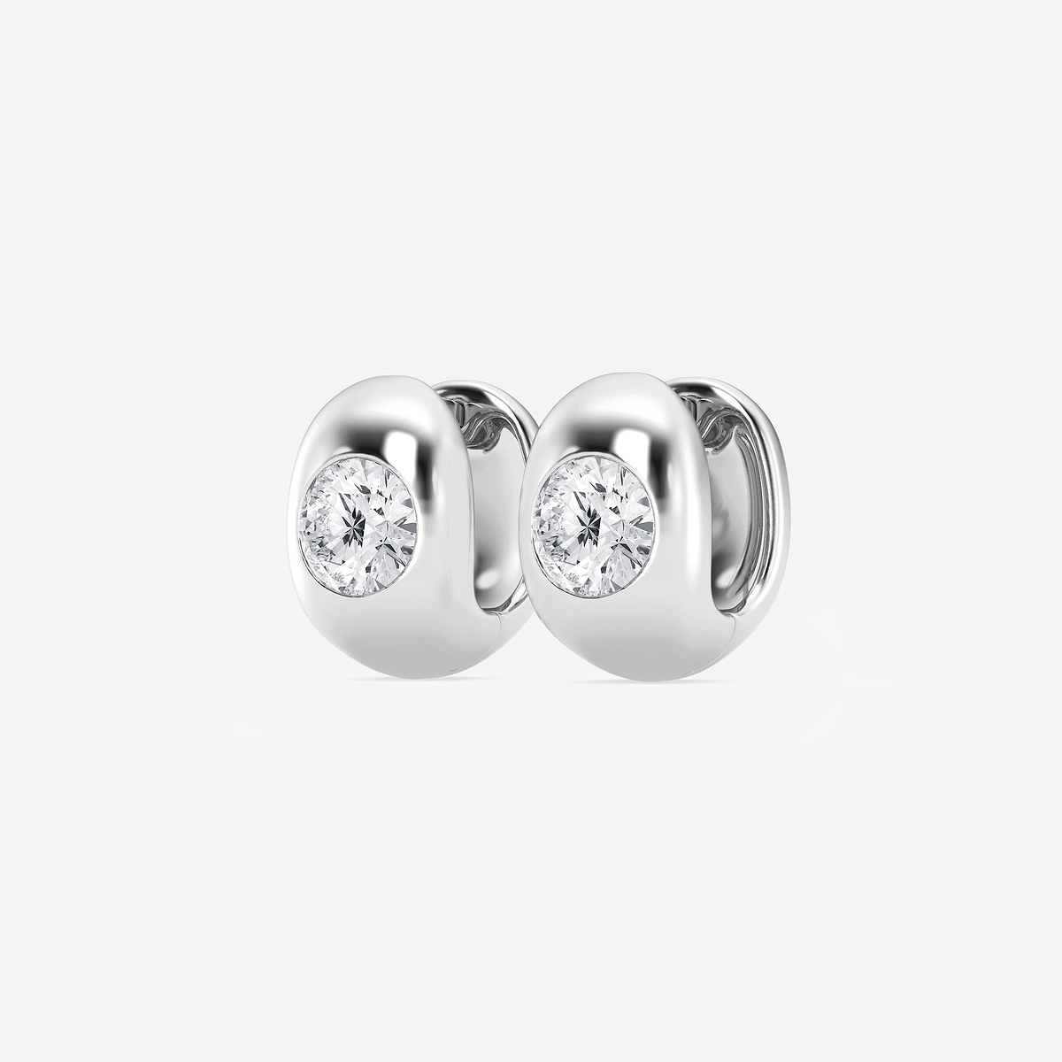 Additional Image 1 for  3 ctw Round Lab Grown Diamond Single Stone Hoop Earrings
