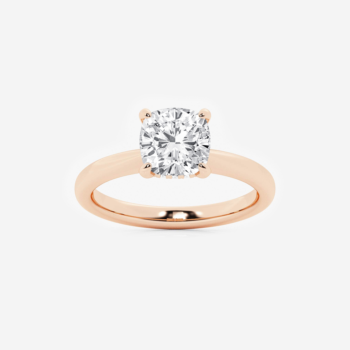 2 ctw Cushion Lab Grown Diamond Hidden Halo Engagement Ring