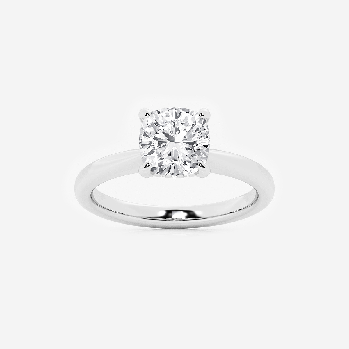 2 ctw Cushion Lab Grown Diamond Hidden Halo Engagement Ring